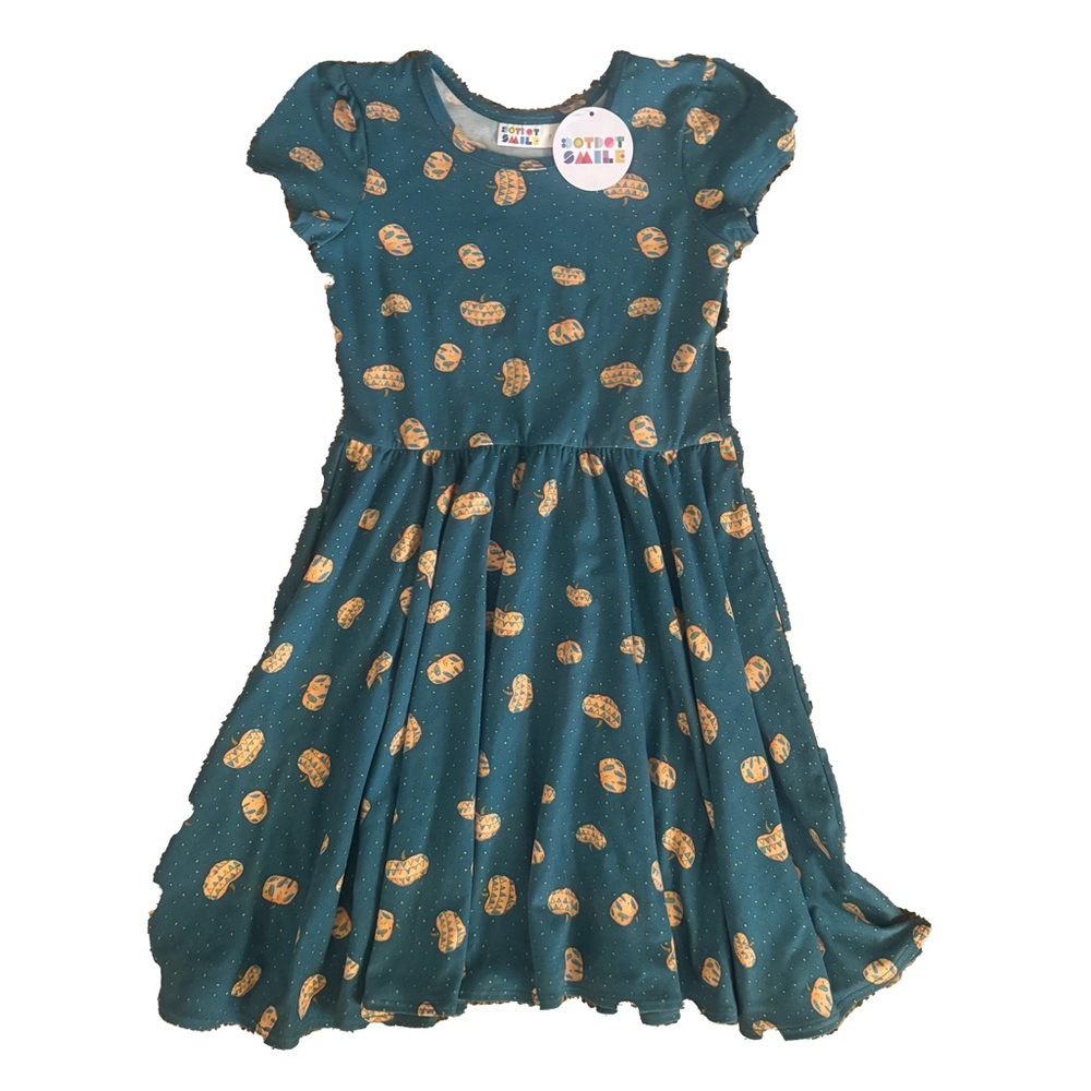 Dot Dot Smile Teal Dress with Gold Patterns